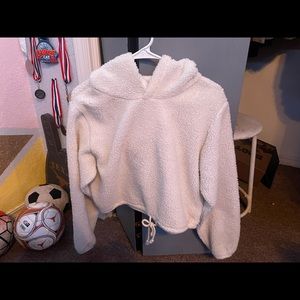 Wild Fable Large Cream White fluffy cropped hoodie